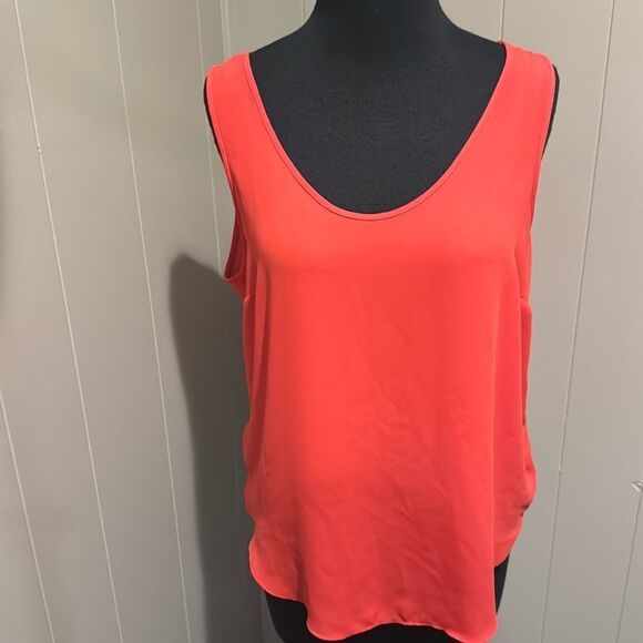J. Crew deep orange drapey silky tank. Size 8. - Picture 1 of 4
